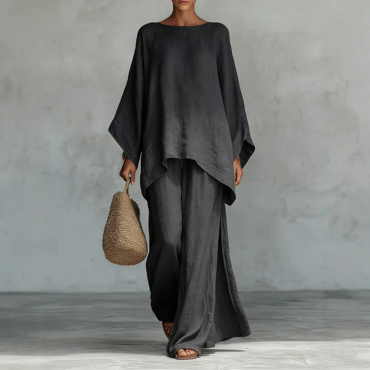 Ivory Draped Two-Piece Set