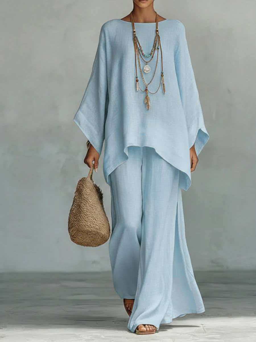 Ivory Draped Two-Piece Set