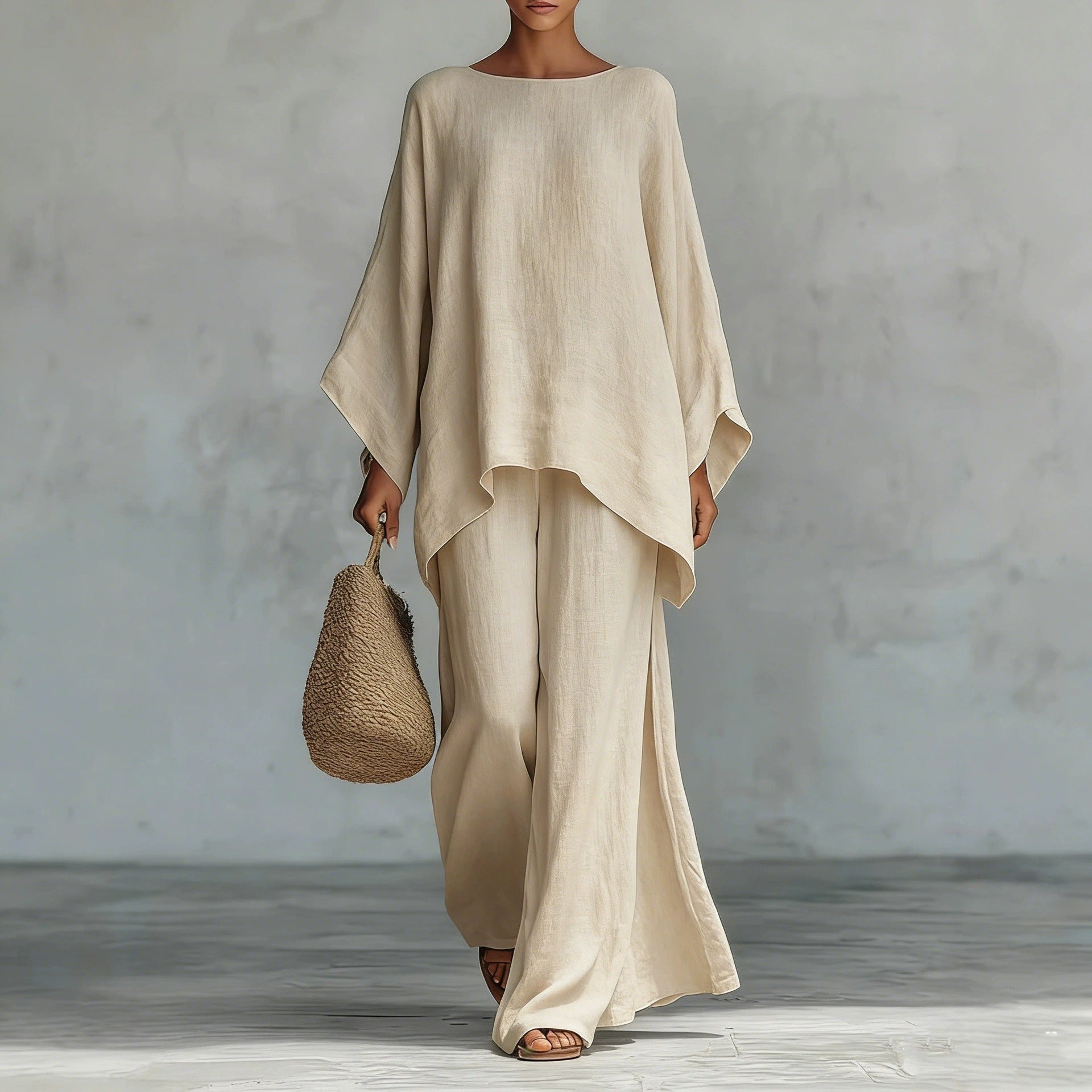 Ivory Draped Two-Piece Set