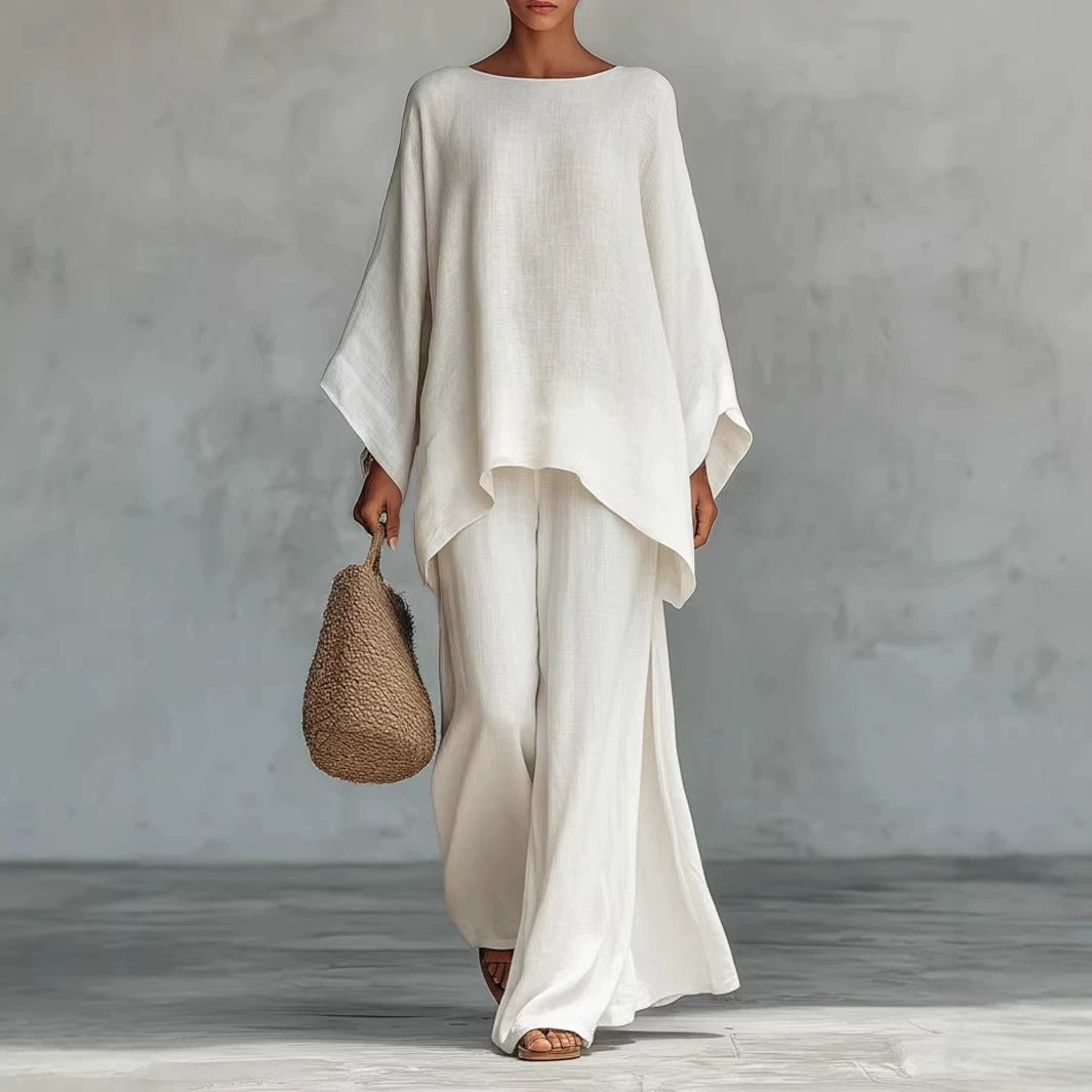 Ivory Draped Two-Piece Set